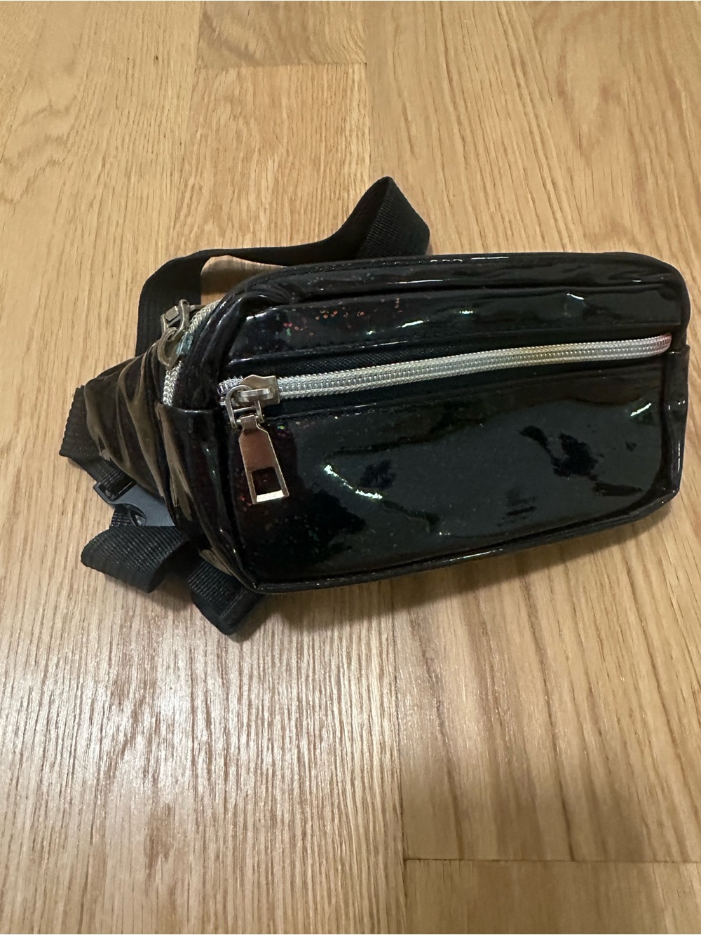 Black Patent Leather Waist Bag - Fanny Pack